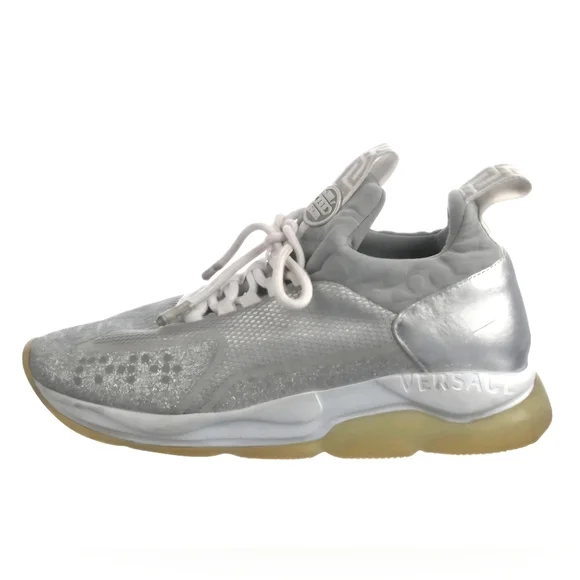 VersaceLeather Glitter Accents Sneakers EU 35.5 Wmns US Sz 5- 5.5 - Picture 3 of 7